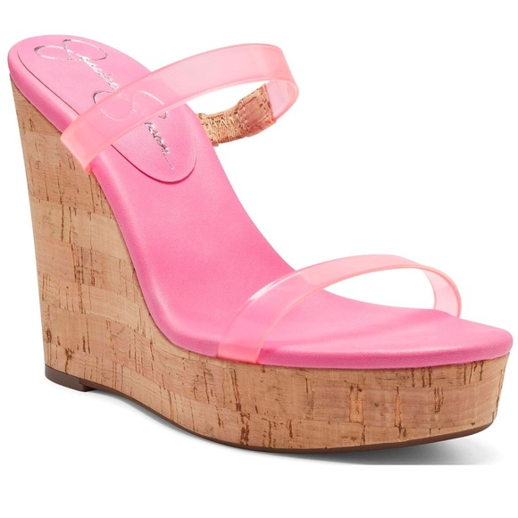Pink Wedge Sandals - Picture 1 of 5